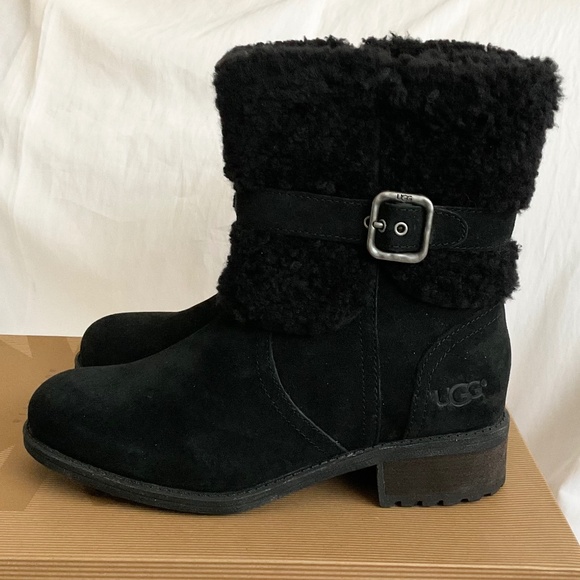 SALE 🎈UGG Blayre II Black Suede Buckle Boots NEW - Picture 4 of 14